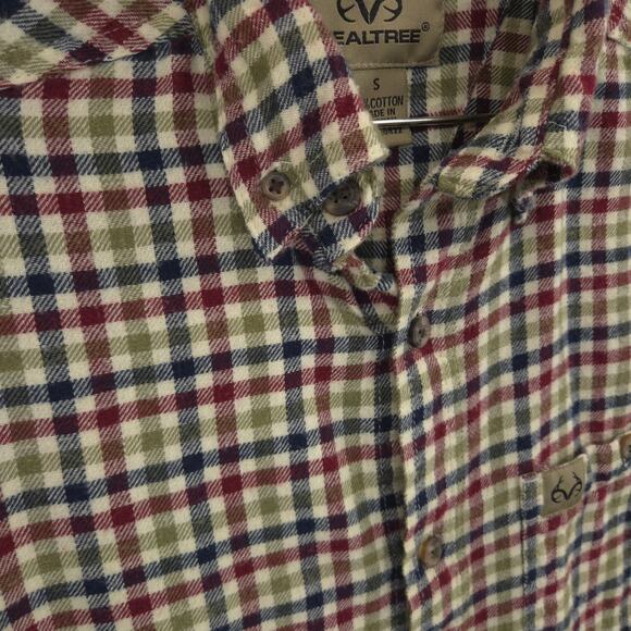 Realtree Flannel Shirt Mens S Multicolor Check Casual Long Sleeve Button Down - Picture 7 of 11